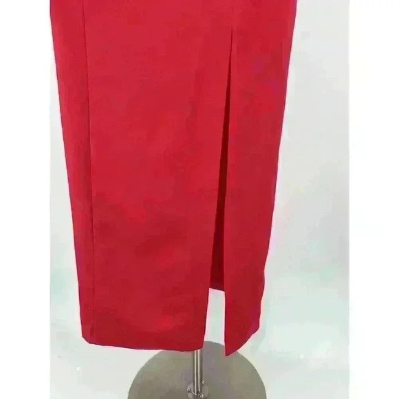 Vintage 90s Rhapsody Red Satin Maxi Dress Gown Size 12 Minimalist Prom HoCo - Picture 4 of 14